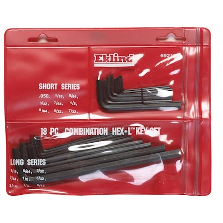 Eklind 69218 Hex Key Combo Set Large - 18 Pieces, 6PK EK12064